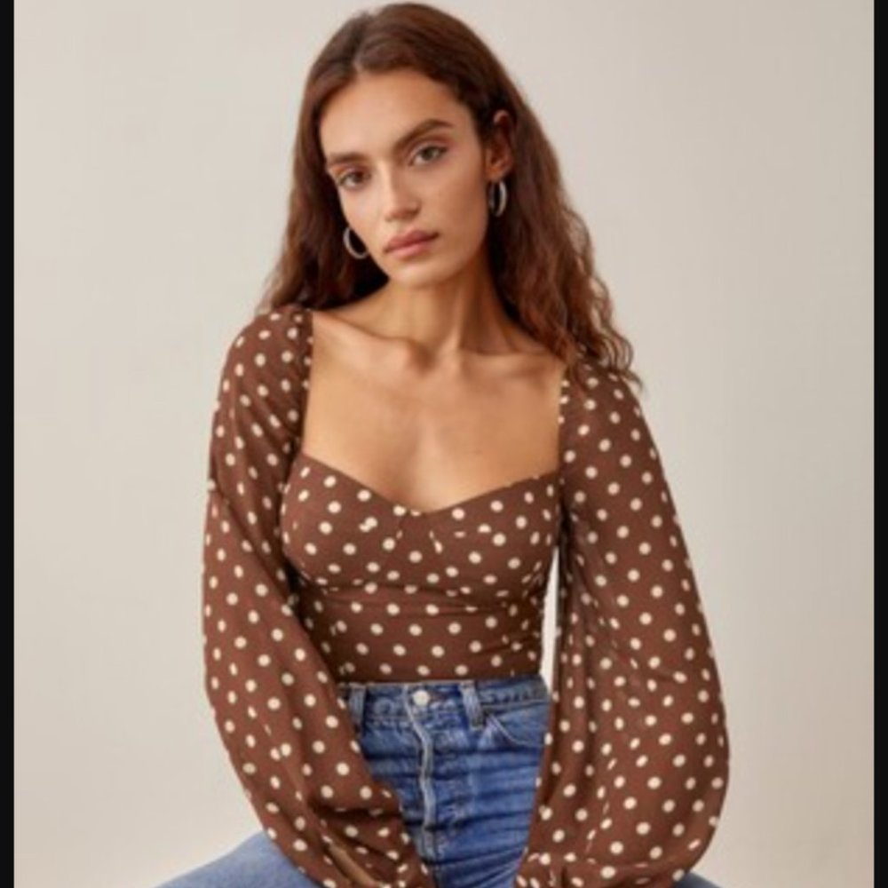 Reformation Sawtelle Top (Size 4 in "Au Lait")